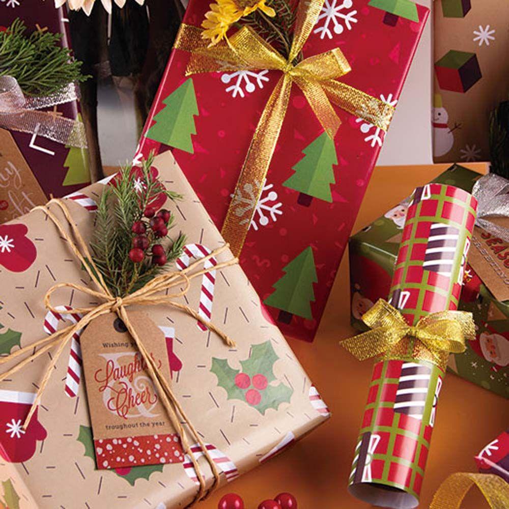 Lanfy Hadiah Wrapping Paper Craft Retro Tahun Baru Santa Claus Kraft Kertas Xmas Pohon Perlengkapan Pesta