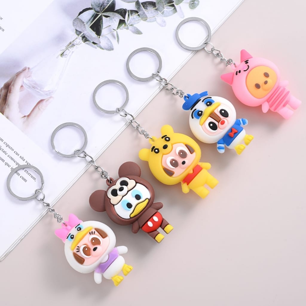 GANTUNGAN KUNCI DISNEY KOSTUM KEYCHAIN KEYRING GANCI MICKEY POOH DAISY DONALD PIGLET