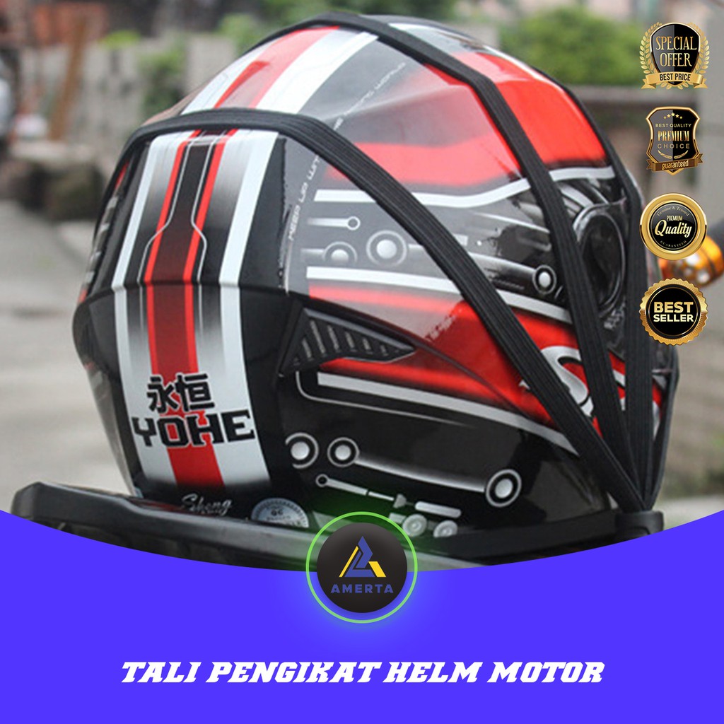 Tali Pengikat Helm Motor 2 Hook 65CM MOTOWOLF - Black