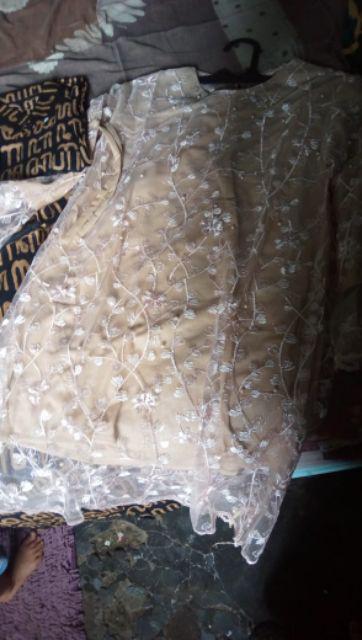 Zola_batik Batik Couple Brokat Tile Selendang Nuna Brown Aksara Azzura High Quality - Couple Mahira