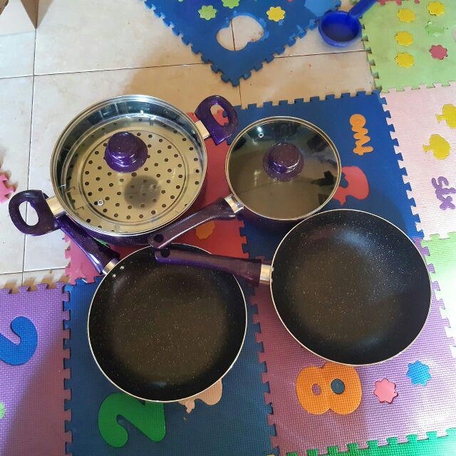 Panci Set Pengukus / Royalta Italian Granite Cookware Pan 7 Pc Paling Bagus