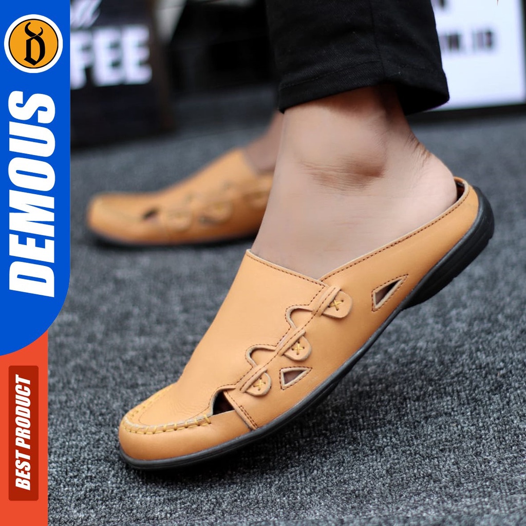 DEMOUS Picolo - Sepatu Sandal Bustong Pria Casual Kulit Asli