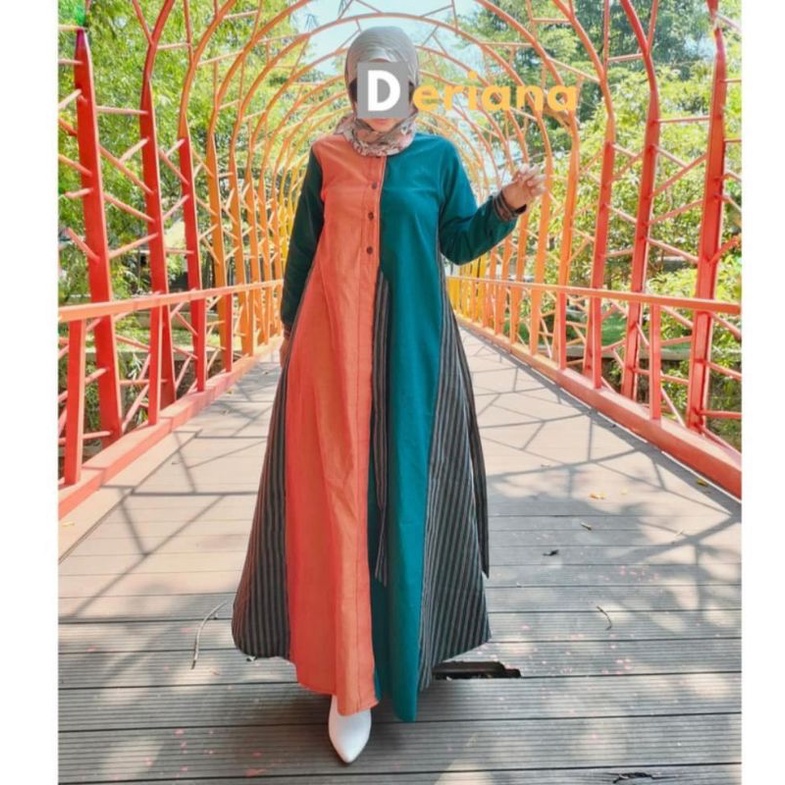 Dress Muslim Casual Modern Wanita Gandari Dress By Deriana Project  Gamis lurik