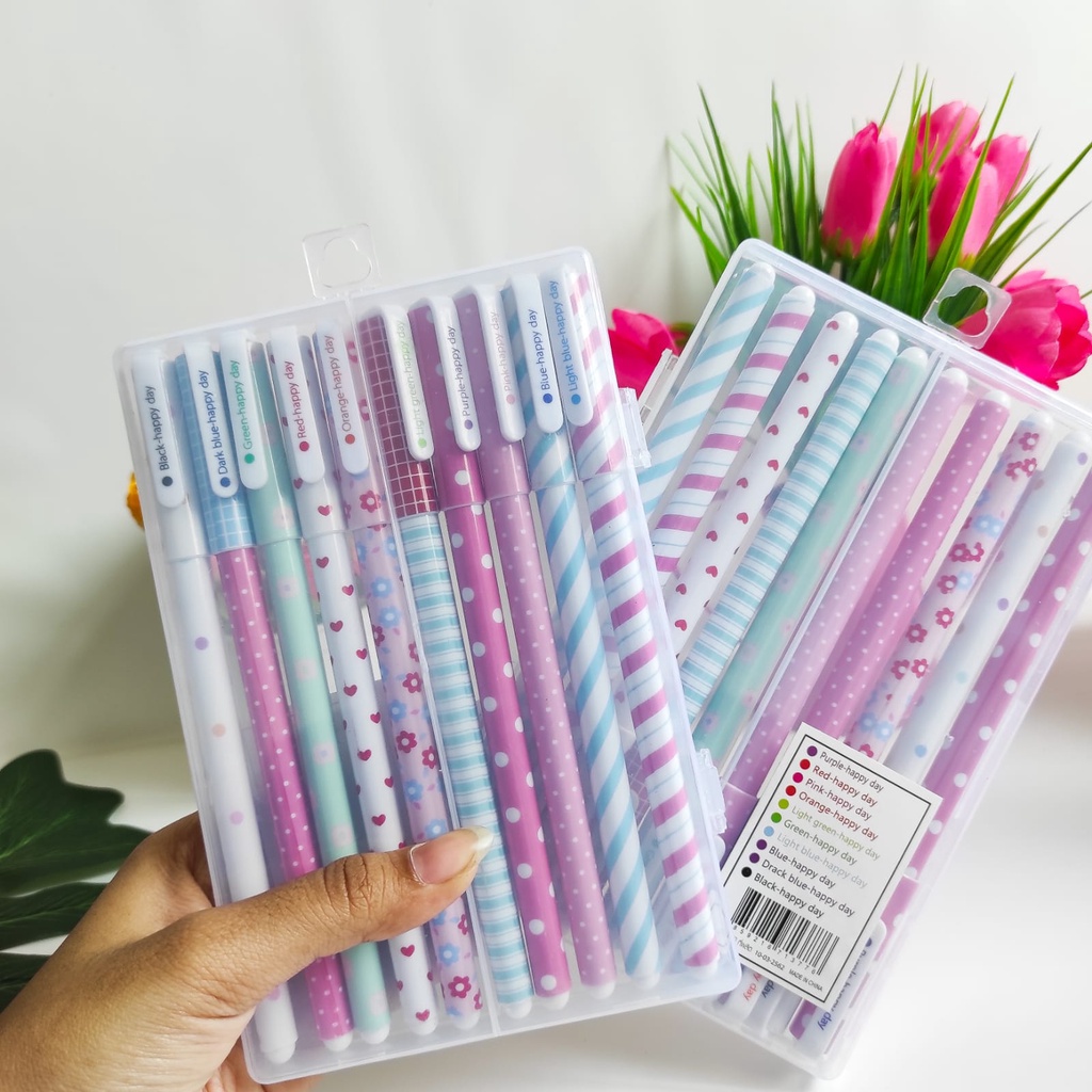 PEN MARBLE SET ISI 10 TINTA WARNA WARNI PULPEN PENA UNIK LUCU PASTEL