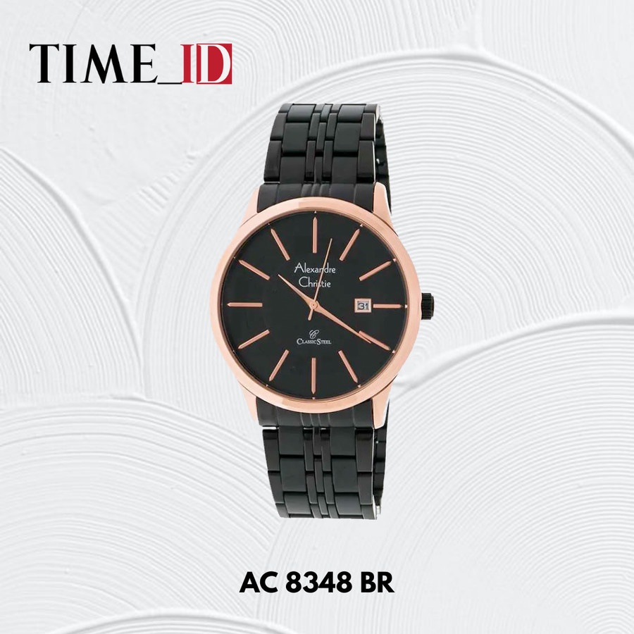 Jam Tangan Alexandre Christie 8348 BLACK ROSEGOLD Pria