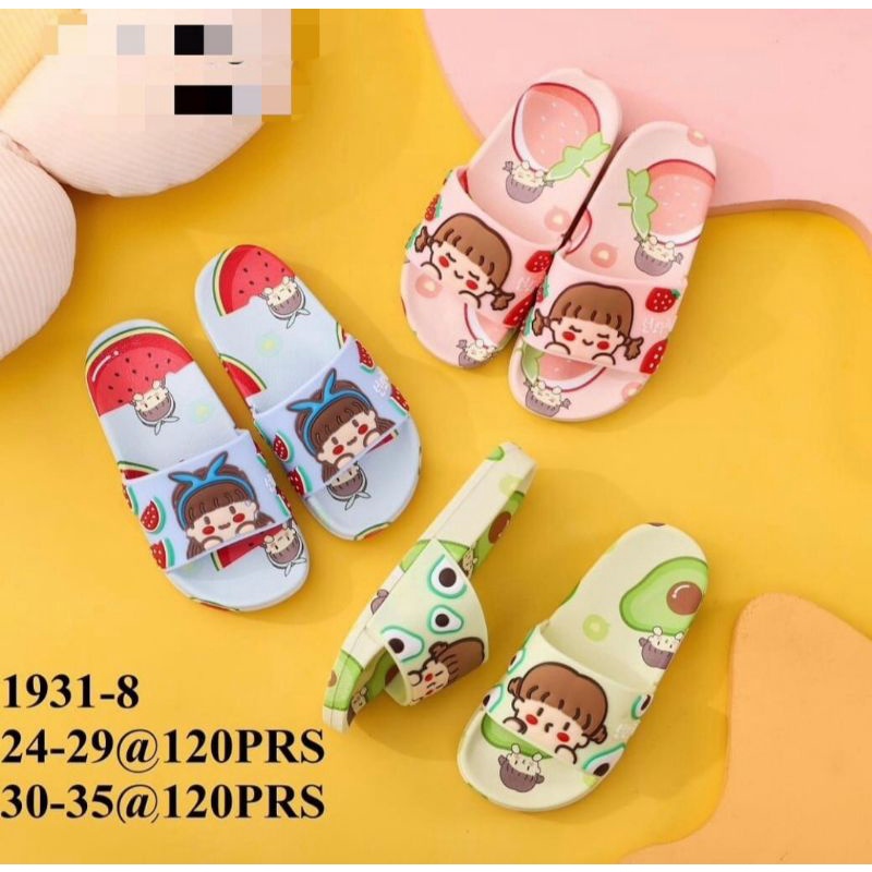 Sandal Selop Anak Cutie Motif Buah Buahan Karakter Kartun Jepang Buah Empuk Lentur