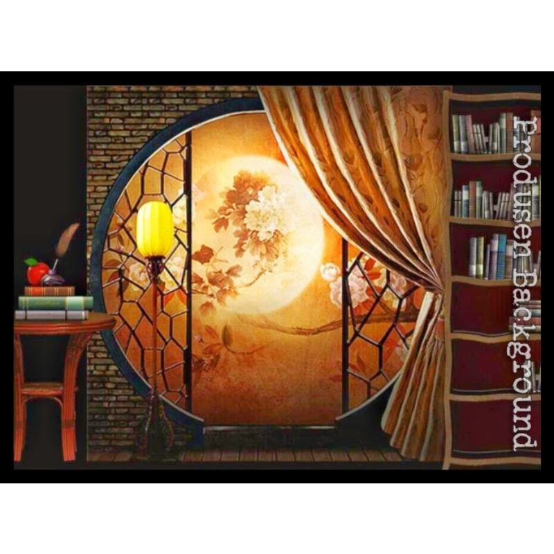 READY Kain Background Foto 3x2,5m WS ER5 Motif Dinding Jendela Bulat Backdrop Studio Photo Indoor