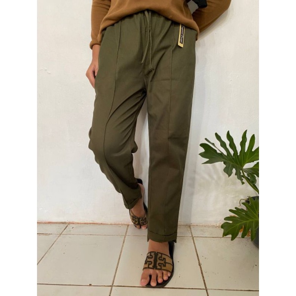 celana wanita korean style baggy Pants Kekinian bahan Cotton Combed tebal