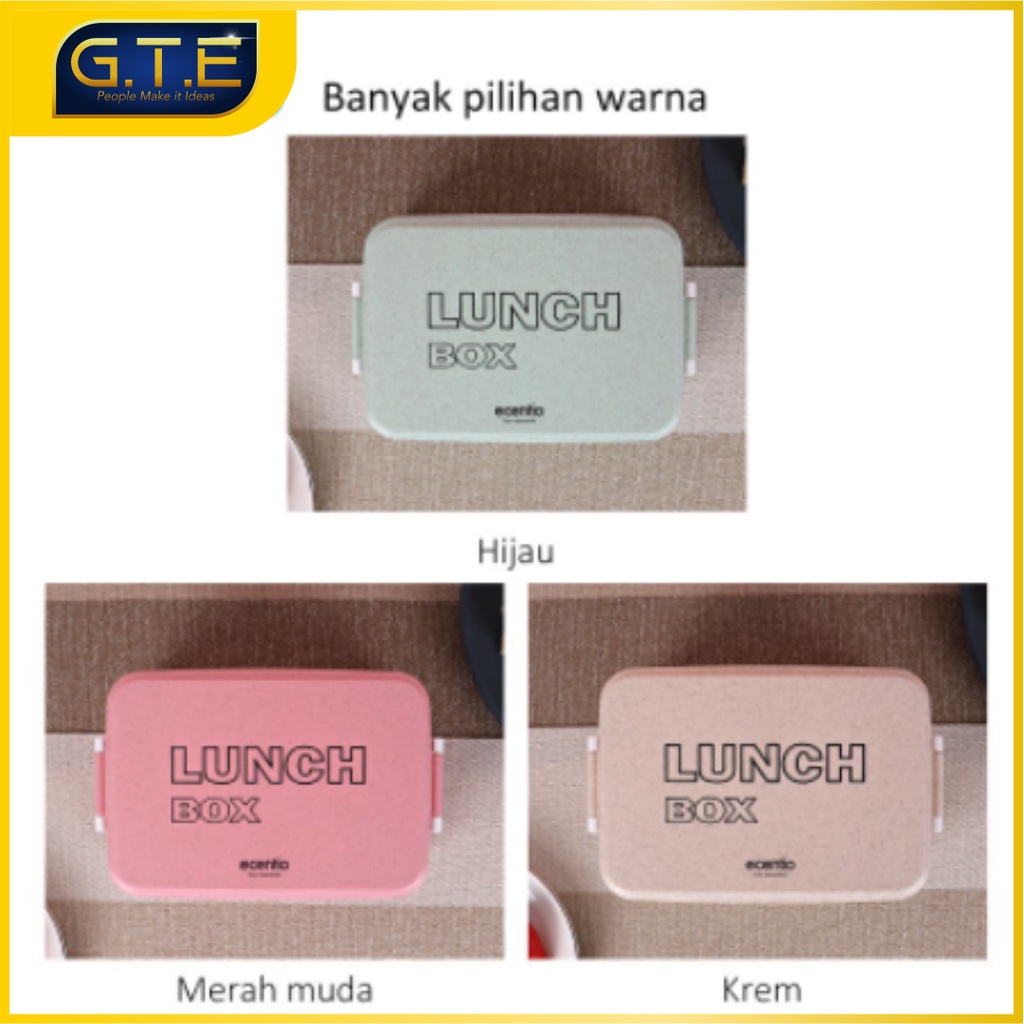 Lunch Box Double Layer / Tempat penyimpanan Makanan Double Layer / Lunch box set/2 tingkat kotak makan/free Sendok/anti bocor| lunch box bahan wheat straw bahan plastik BPA FOOD GRADE