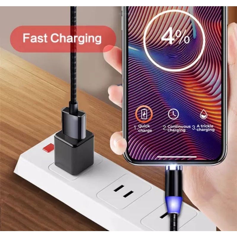 Kabel Magnet Micro USB/ Tipe C/iphone Fast Charging Magnetic Cable