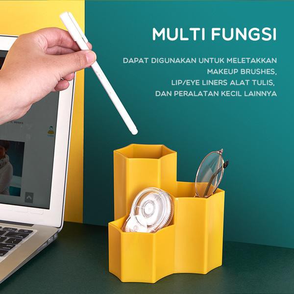 Rak Penyimpanan SAMONO SSB003 Organizer Serbaguna Makeup Brush Holder 3 Slot Portable Multifungsi