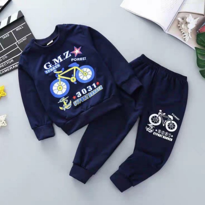 sweater anak terbaru/  joger anak laki laki/ setelan anak laki laki 1-5 tahun/ setelan anak cowok baju anak terlaris motif sepeda