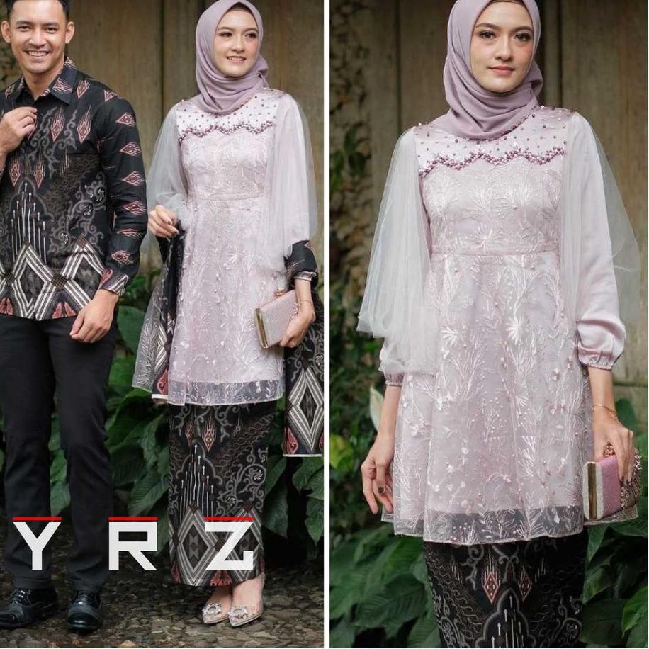 LANGSUNG ATC.. Batik Couple Kebaya Tunik Modern Untuk Acara Tunangan Lamaran Wisuda Kondangan Kebaya