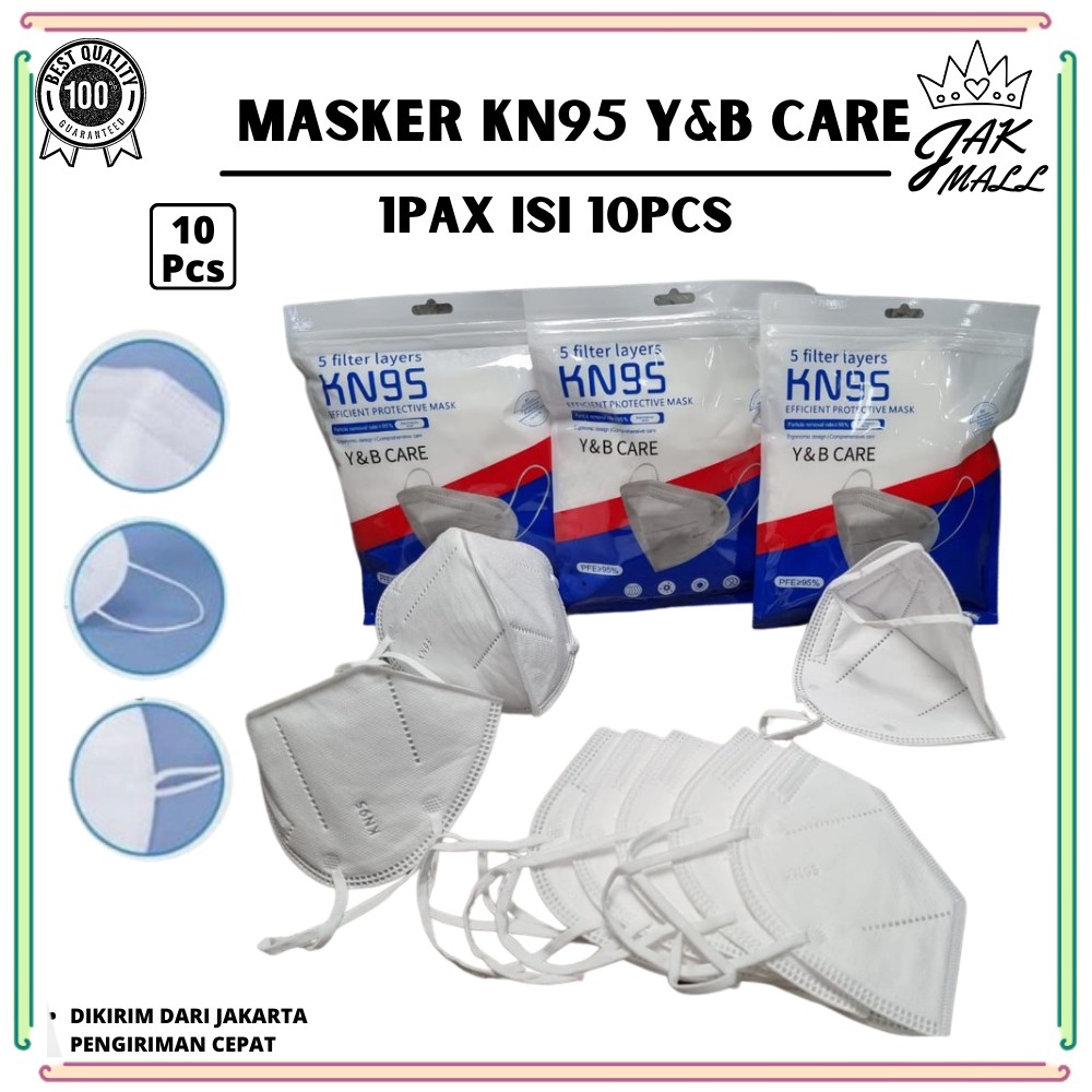 Masker KN95 Y&B Care Earloop Isi 10 Pcs  Ergonomic Design JM