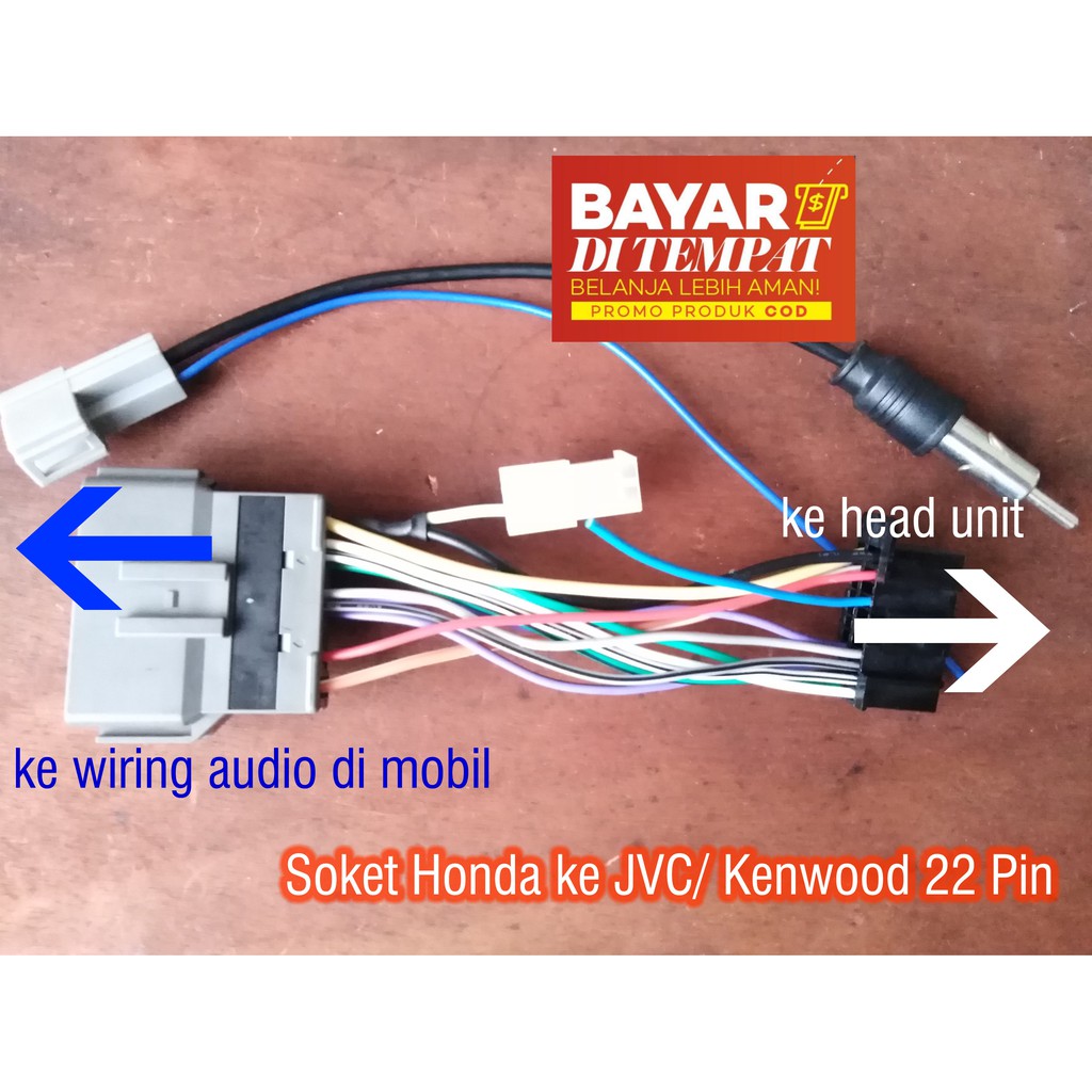 Soket PNP Honda ke JVC/ Kenwood 22 Pin Soket PNP Head Unit Soket Tape Mobil
