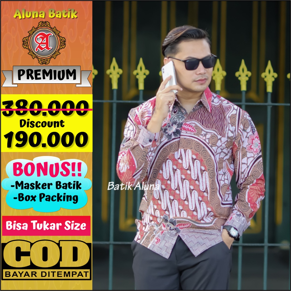 Kemeja Batik Cowok Premium Katun Premium Adhem Produsen Pabrik Batik Aluna Sragen PCW 017