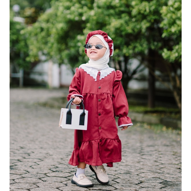 Rayna Dress Tunik Anak Perempuan Free Bandana