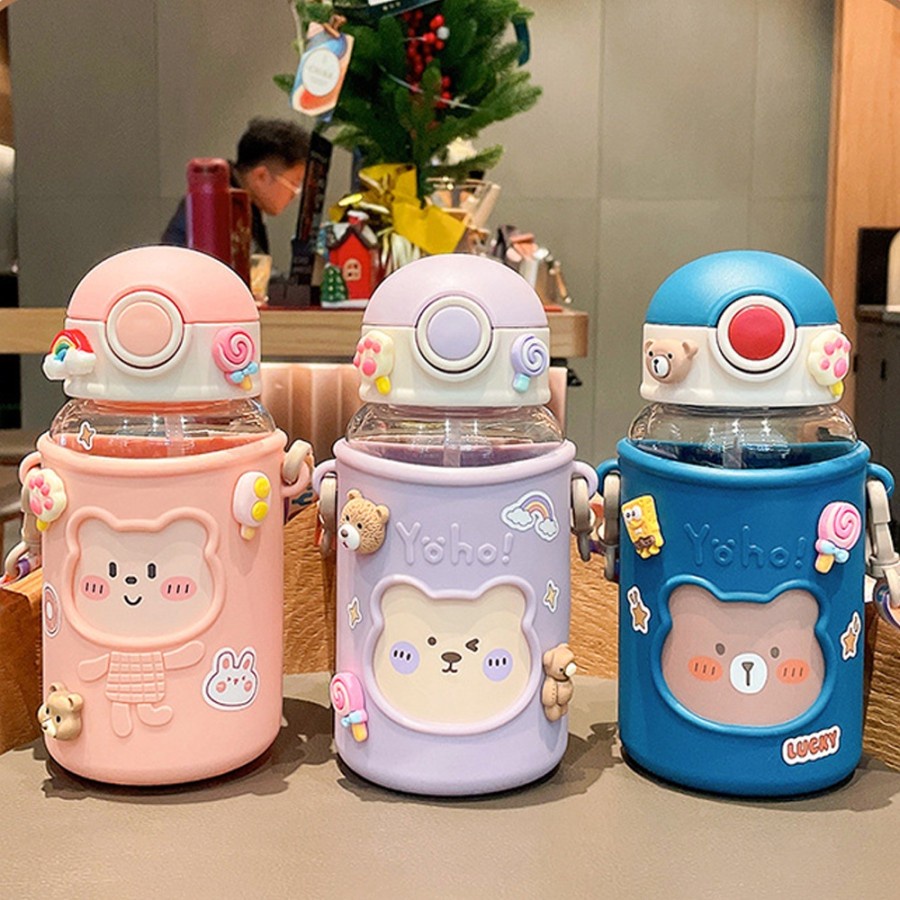 Botol Air Minum Anak Pouch Karakter Lucu 620ML S05 Dengan Sedotan Botol Minum Untuk Anak Karakter Kartun Unik Viral