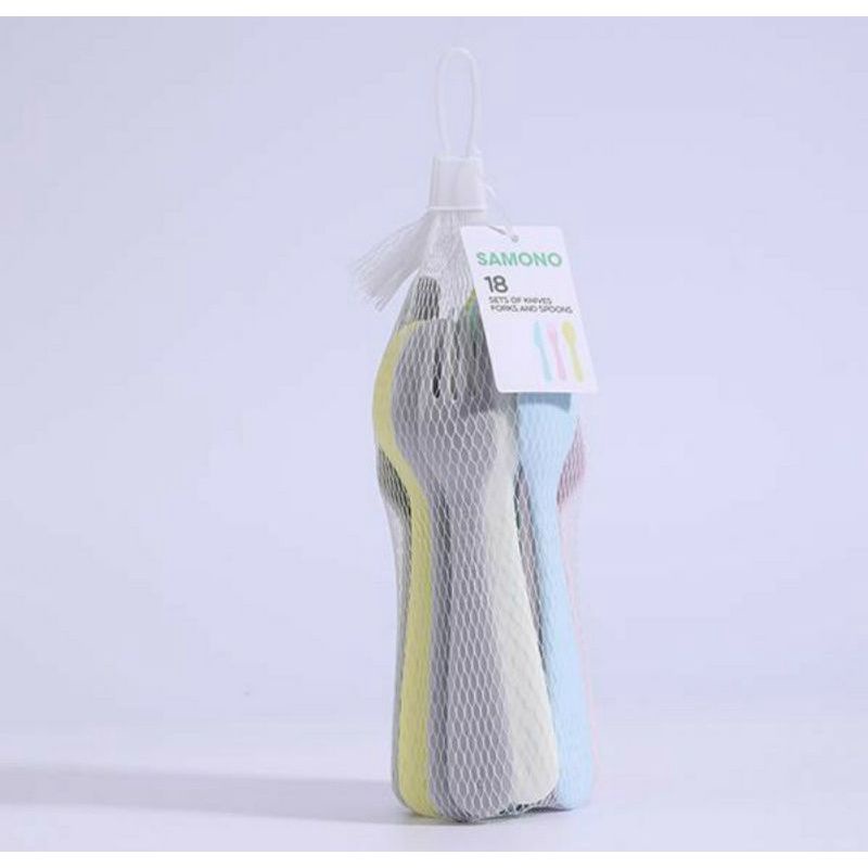 (SAMONO W04) 1 PACK ISI 18PCS SENDOK/ GARPU/ PISAU