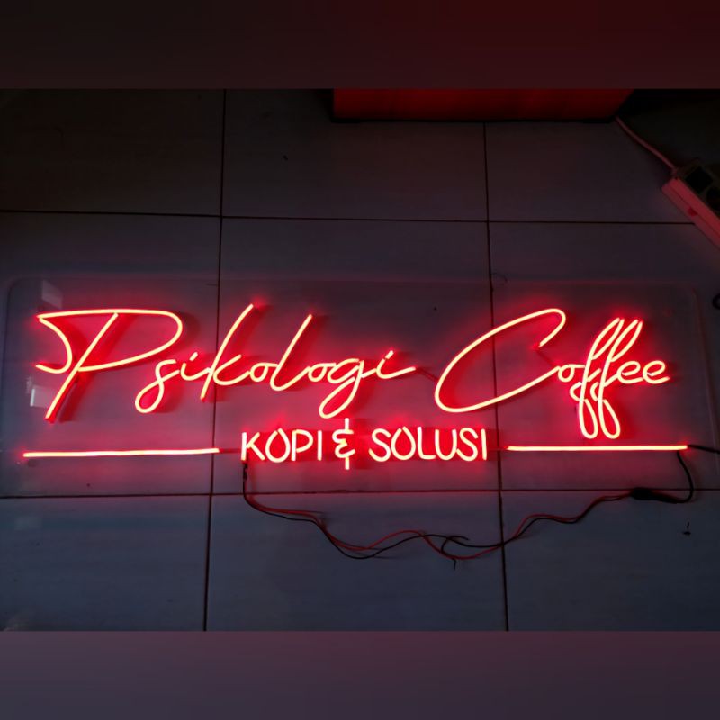 Custom Lampu Neon Flex Light Bahan Akrilik Acrylic Papan Logo NamaTempat Brand Merk Usaha Lampu Huru