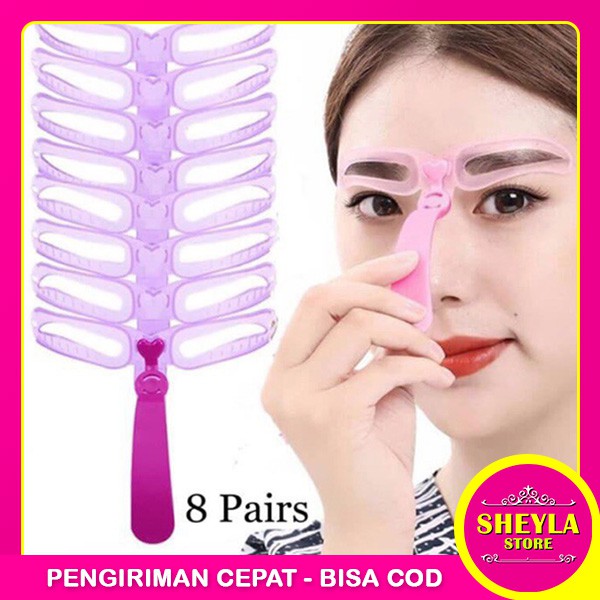 Cetakan Alis 8 In 1 Wanita Eyebrow Template Delapan Model Alis Mata Cetakan Alis Import / TV-77