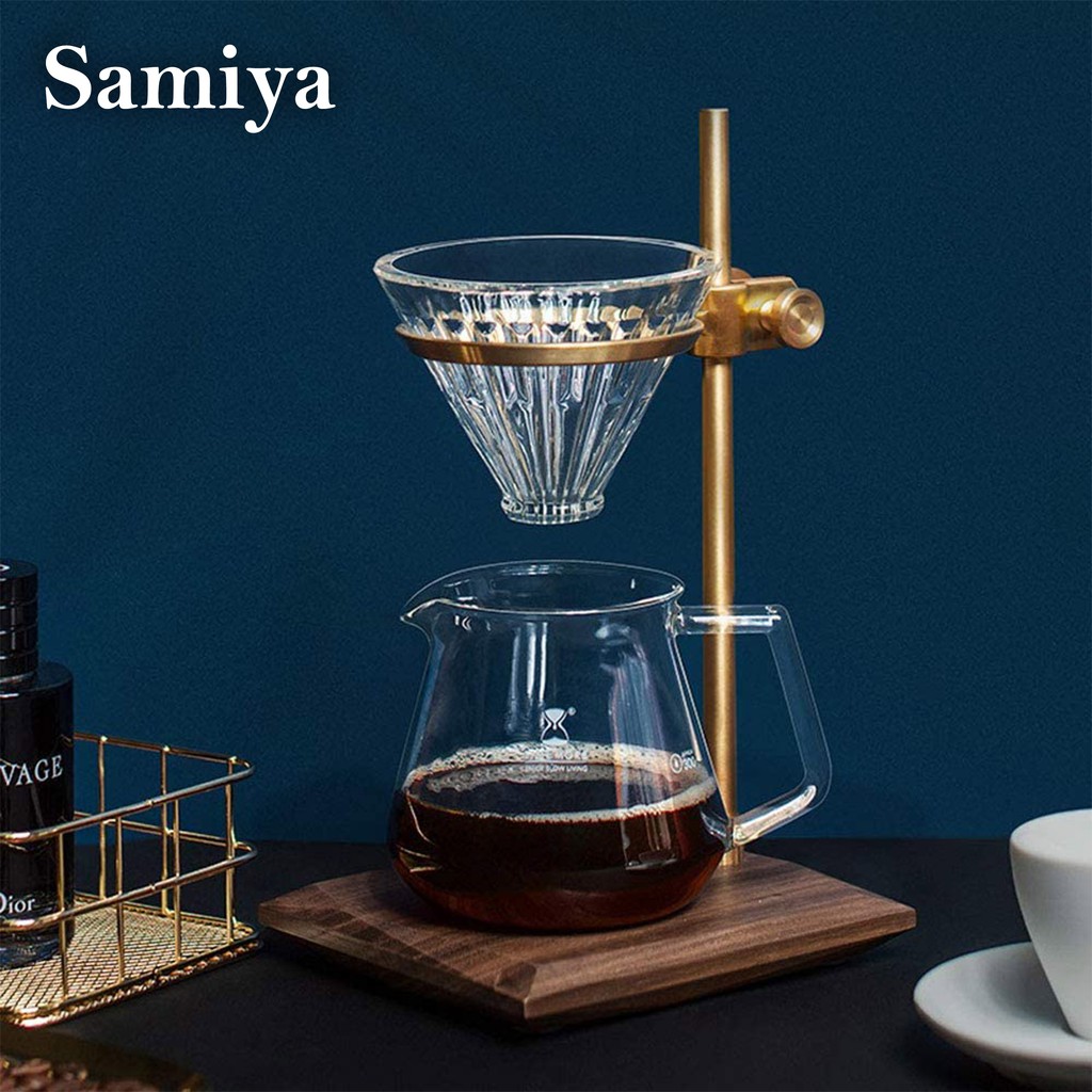 timemore muse pour over stand / tiang holder dripper V60 walnut wood brass