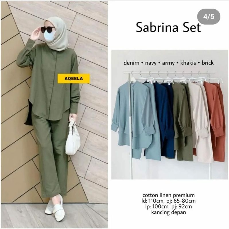 Setelan kemeja lengan panjang wanita bahan linen terbaru - Set sabrina linen