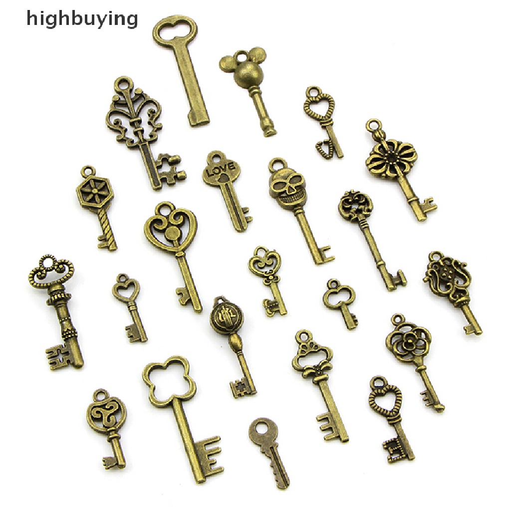 Hbid 50PCS Liontin Bentuk Kunci Gaya Vintage Steampunk Warna Perunggu Untuk DIY Perhiasan Charms