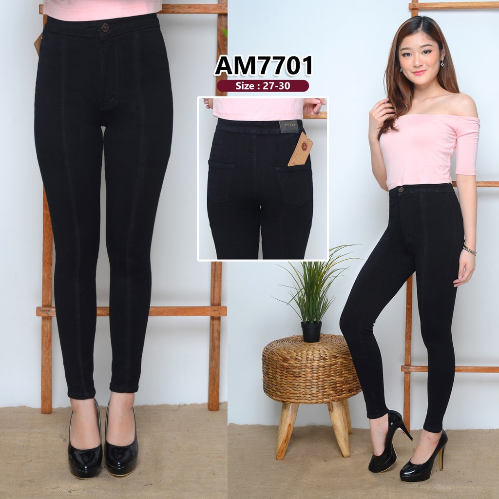 ( Size 27 - 34 ) Highwaist Tulang / High Waist Jeans / Celana Jeans Pinggang Tinggi/Highwaist Garis