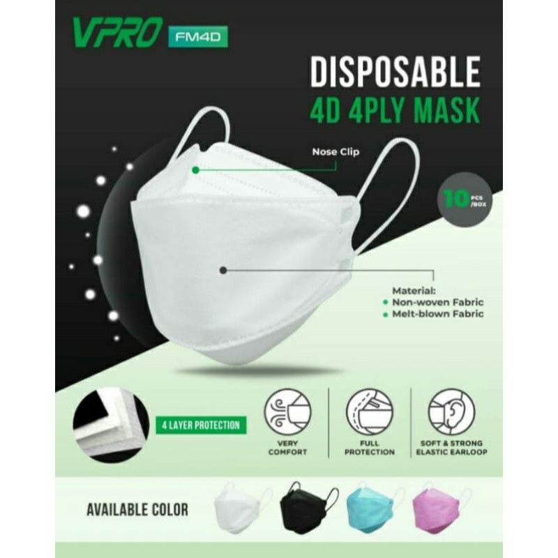 Masker VPRO DISPOSABLE 4D 4PLY MASK