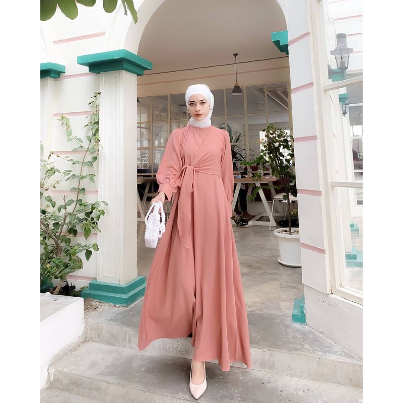 BAJU DRESS GAMIS BRUKAT  DEWASA TERBARU ABAYA MUSLIM SYAR'I MODERN LADY ZARA MAXI MODEL BALON - RAYA-2