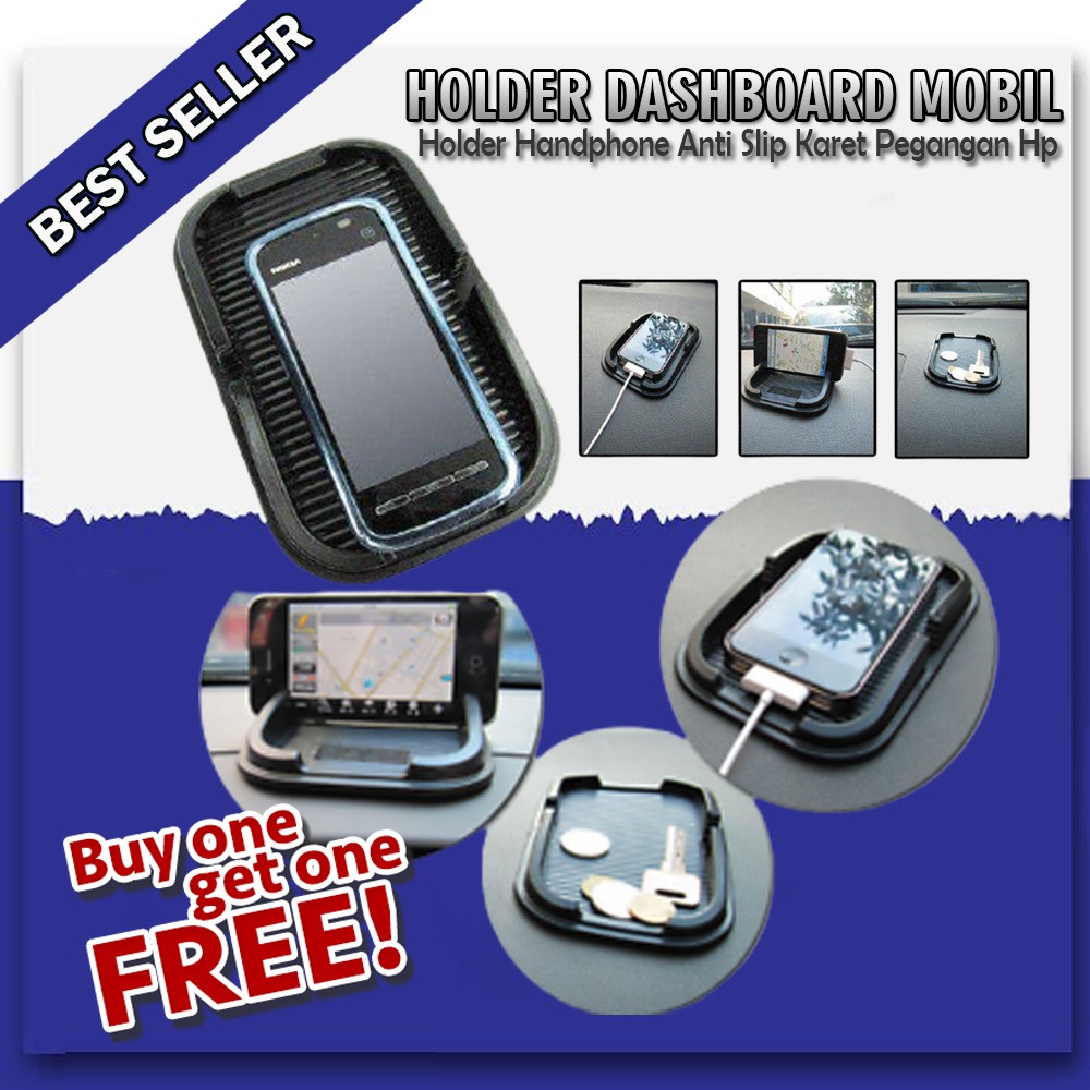 Holder Handphone Anti Slip Karet Pegangan Hp Dashboard Mobil - Buy 1 Get 1 Free