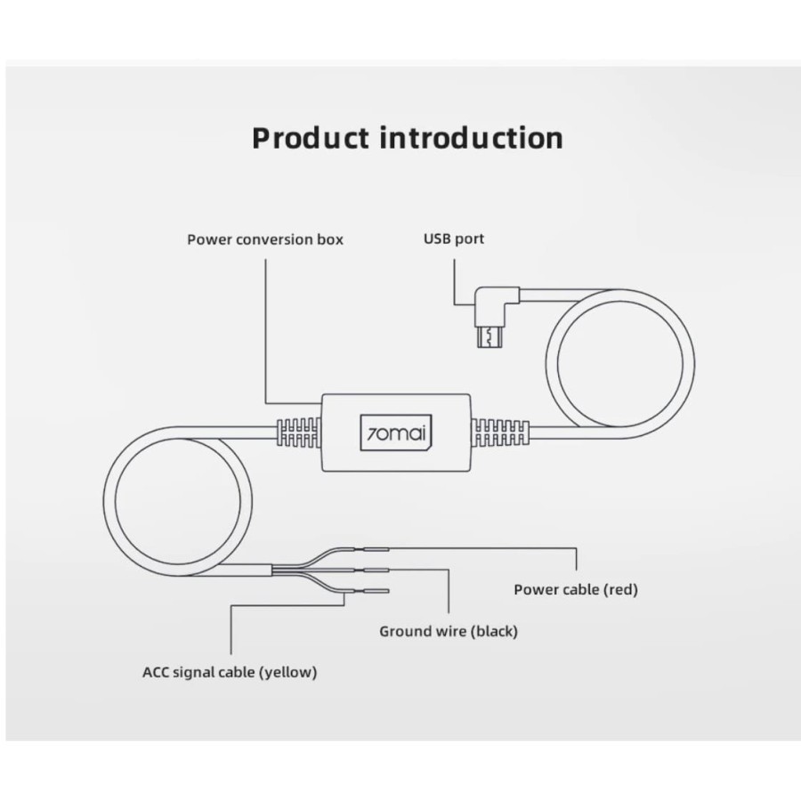 70mai Hardware Cable Kit Midrive UP02 Dash Cam Hardwire 24 Hour Parking Monitoring Car