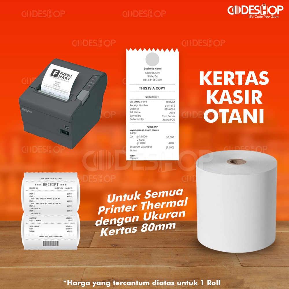 Kertas Struk Otani 80x80 mm Printer Bluetooth 80mm - Hitam