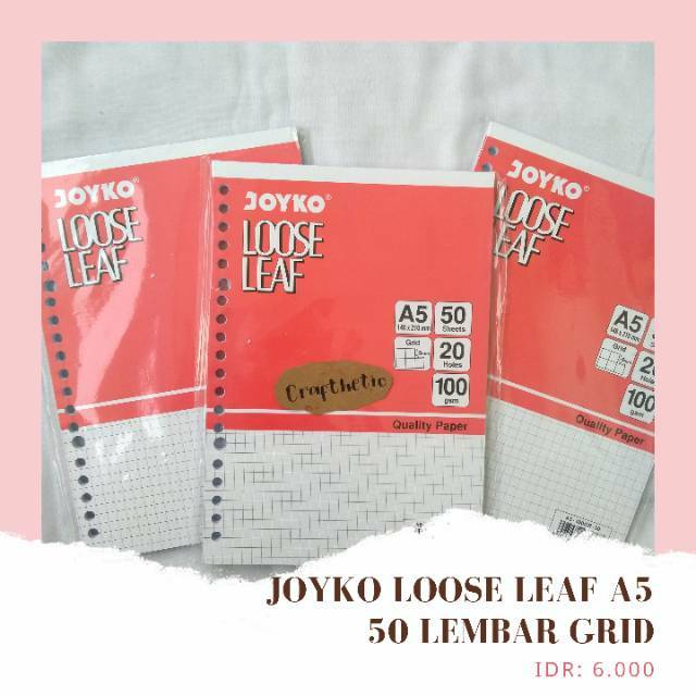 

Joyko Loose leaf A5 isi 50 Lembar
