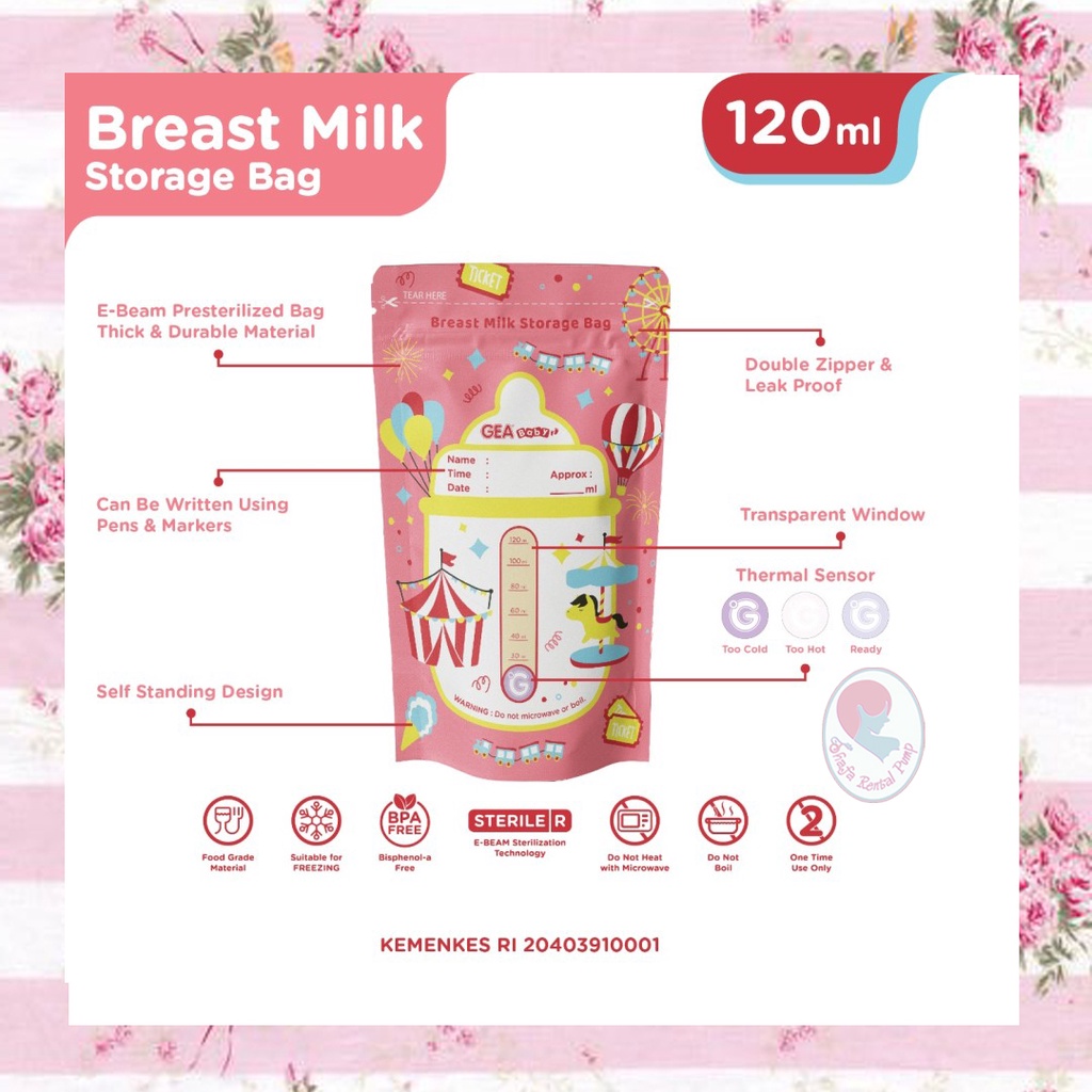 Kantong ASI Gea Baby 120 Breastmilk Storage 120ml isi 30 pcs