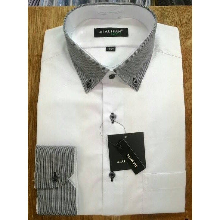 Terlaris Kemeja Pria Kemeja Pria Alisan Putih Dobby Diagonal Panjang Slimft Hot Sale