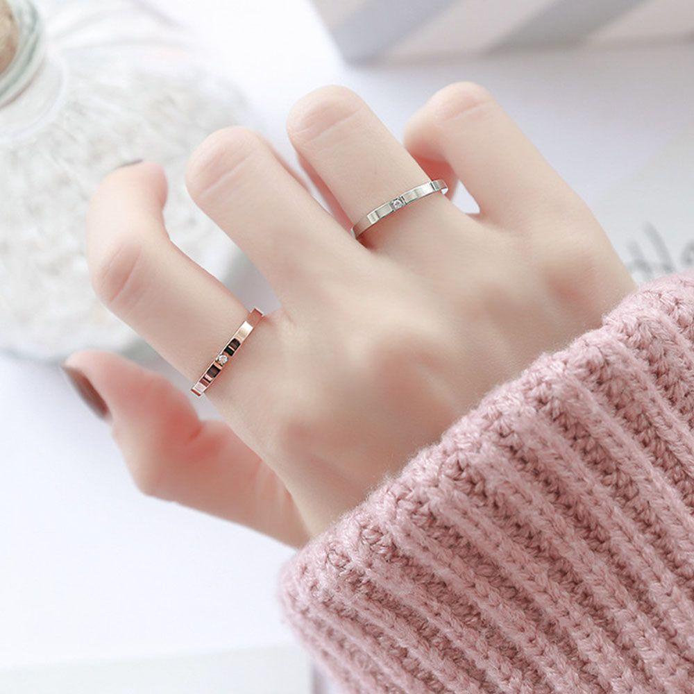 Mxbeauty Cincin Wanita Perak Mewah Cincin Aksesoris Hadiah Pernikahan Berlian Gaya Korea Bulat Ekor Rings