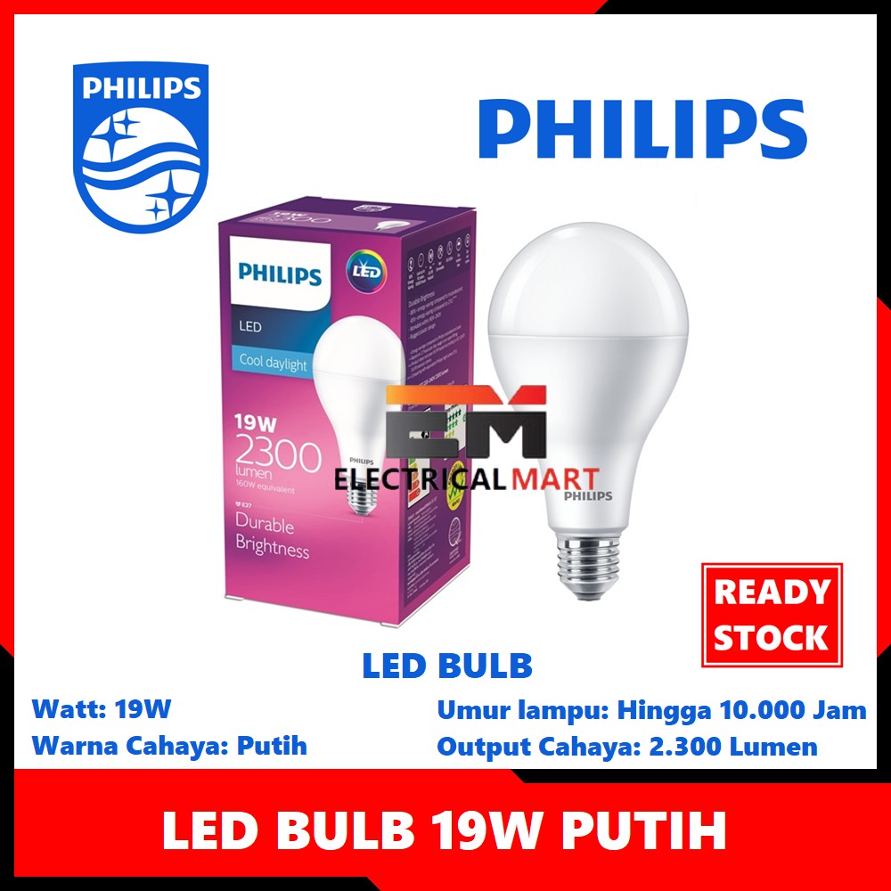  Lampu  Bulb LED  Bulb Philips 19W Putih CDL 19  W Watt  