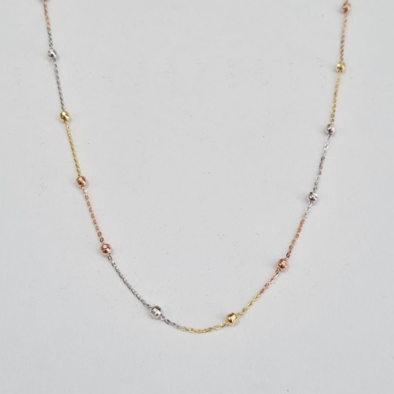 1.8 gram - Kalung Emas Jedar 3 Warna 42 cm Kadar 375 (8K) - BW6