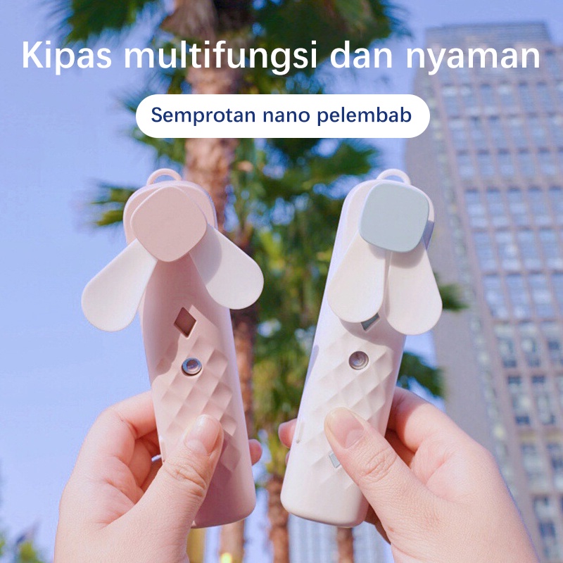 【Beli dua diskon 20%】 Goojodoq Kipas Angin 2 in 1mini Humidifier Fan USB Rechargeable