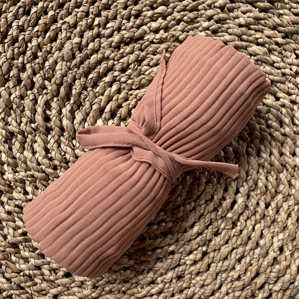 BERGO PLISKET LIDI PREMIUM Jilbab Instan tali Non tali Bahan Ceruty Jahit tepi-Tali Bronze