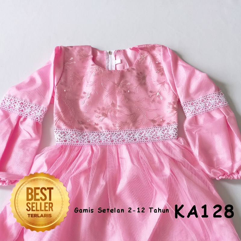 Baju Lebaran Anak Perempuan 2023 Model Terbaru 2 sampai 10 Tahun Set Kerudung Hijab Gamis Anak KA128