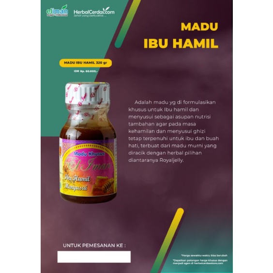 

MADU KHUSUS IBU HAMIL & MENYUSUI - MADU RACIKAN ELIMAN