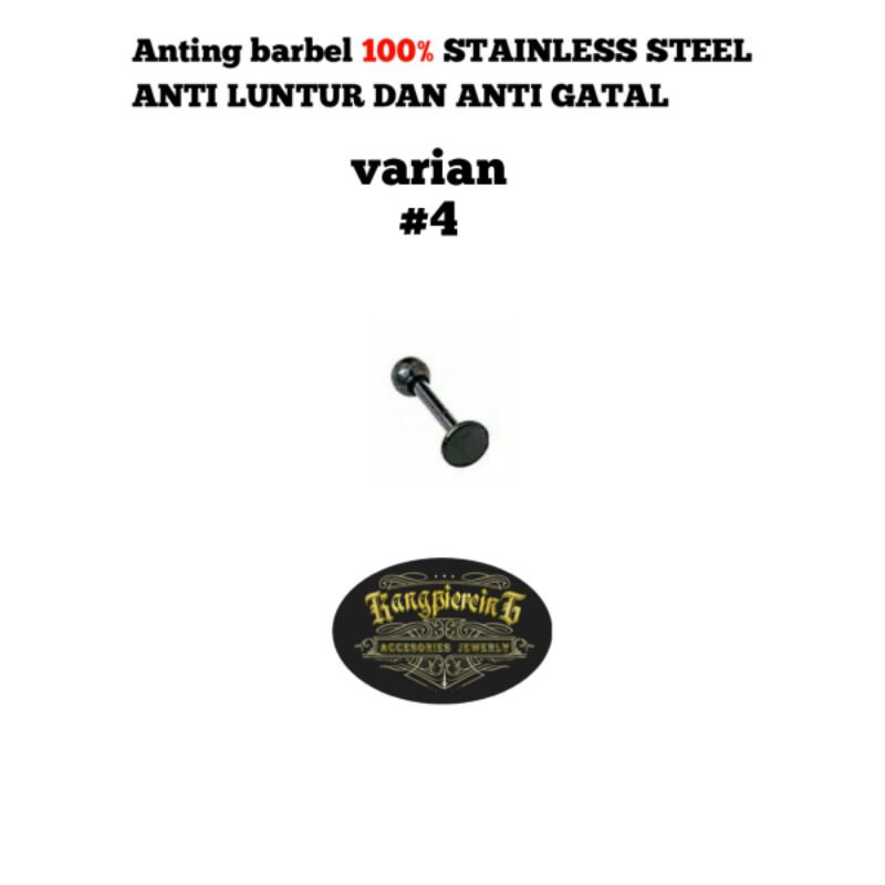 BARBEL HITAM STAINLESS STEEL 100% ANTI LUNTUR DAN ANTI KARAT