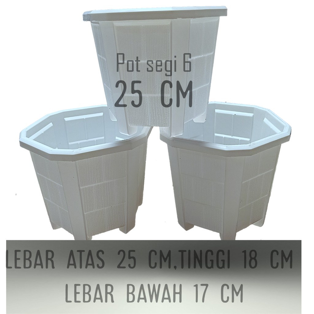 POT BUNGA SEGI 6 - Uk. 25 cm - pot taman