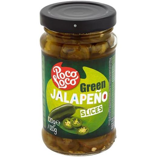 

terlaris01 Poco Loco Sliced Green Jalapeno 220g