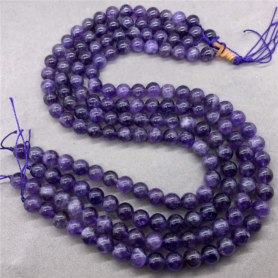 Purple Amethyst Beads Stone Round 4-12mm Gemstone Loose Spacer DIY for Jewelry