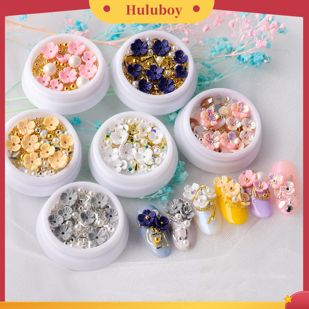 Huluboy Huluboy♡ Hiasan Kuku 3D DIY Bentuk Bunga Dengan Berlian Imitasi Untuk Nail Art
