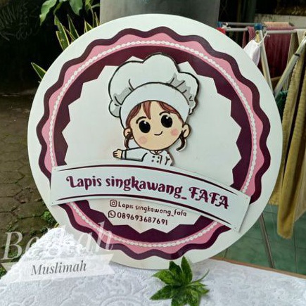 Outdoor 1 sisi D50/Papan Nama Kayu Mahoni custom toko butik kafe tempat usaha/plang lapis legit 4 kg